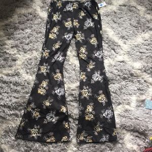 Suede floral bell bottoms